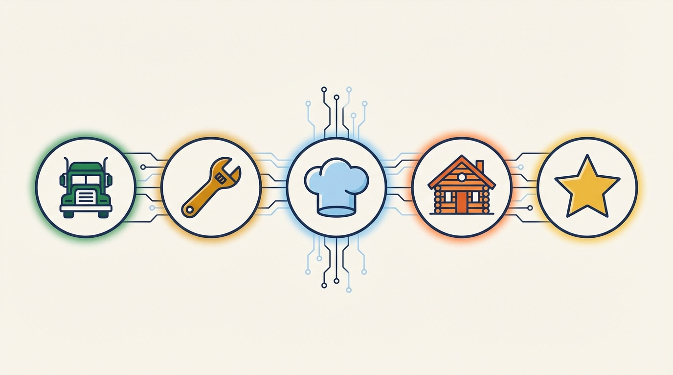 The five Appalach.AI AI employees — Dispatch, Torque, 86'd, Cabin Fever, and Five Star — each specialized for a specific industry