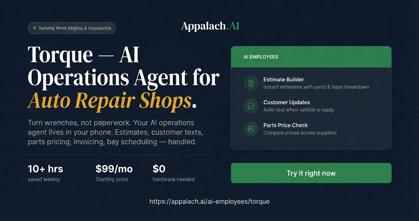 Torque — AI Operations Agent for Auto Repair Shops | Appalach.AI